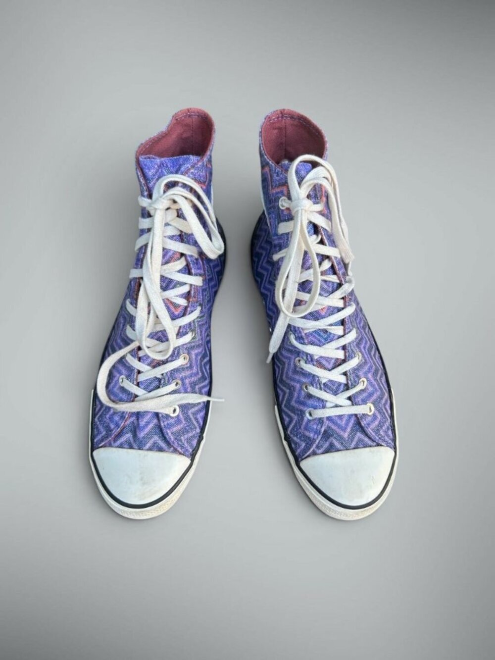 Missoni X Converse "Mediterranean" High Top Purple Metallic Sneakers Size 8